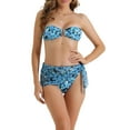 thumbnail image 1 of INSPIRAR CHIC Conjuntos de Bikini Bandeau con Estampado Floral para Mujeres 3 Piezas con Lazo Trasero Trajes de Baño de Parte Inferior Triangular Azul Grande, 1 of 5