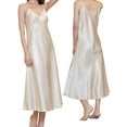 thumbnail image 5 of BadPiggies Women Satin Nightgown Lingerie Long Slip Sleep Dress Sexy V Neck Chemise Sleepwear (2XL, Champagne), 5 of 8
