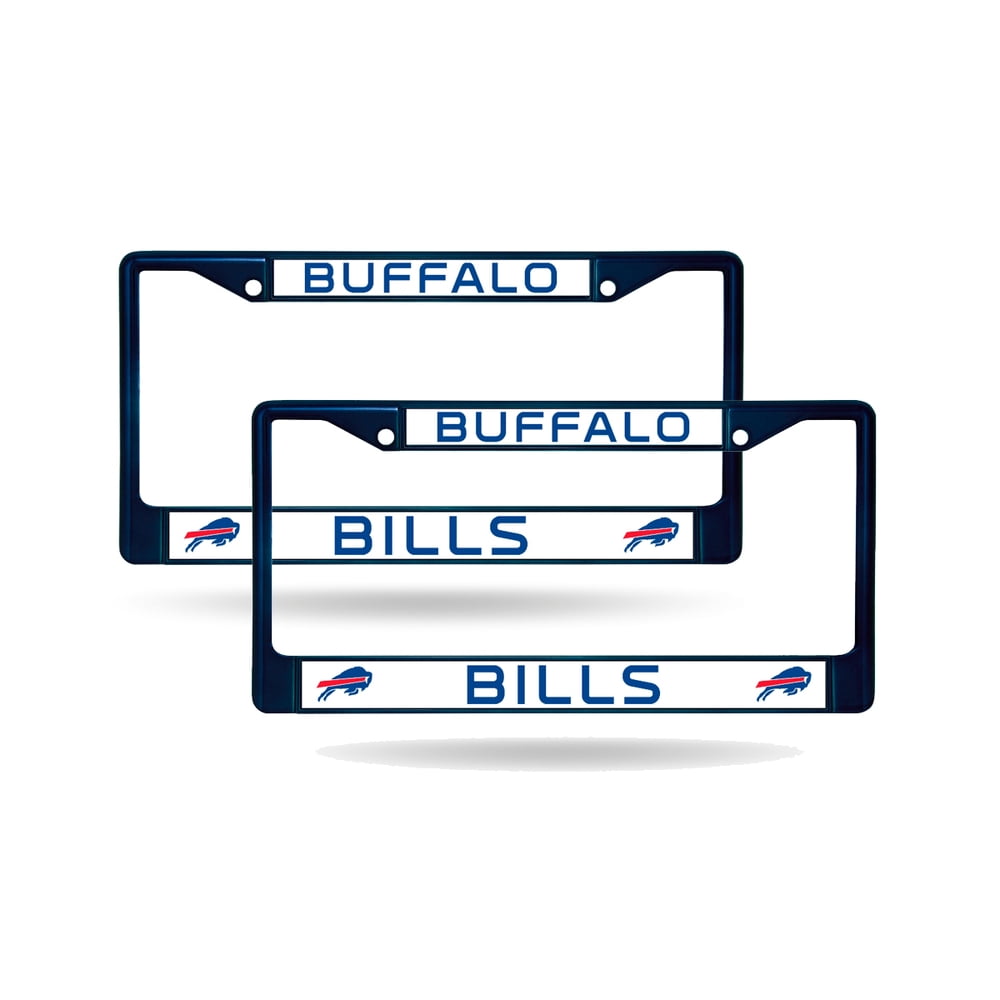 Buffalo NFL Bills Blue Painted Chrome Metal (2) License Plate Frame Set