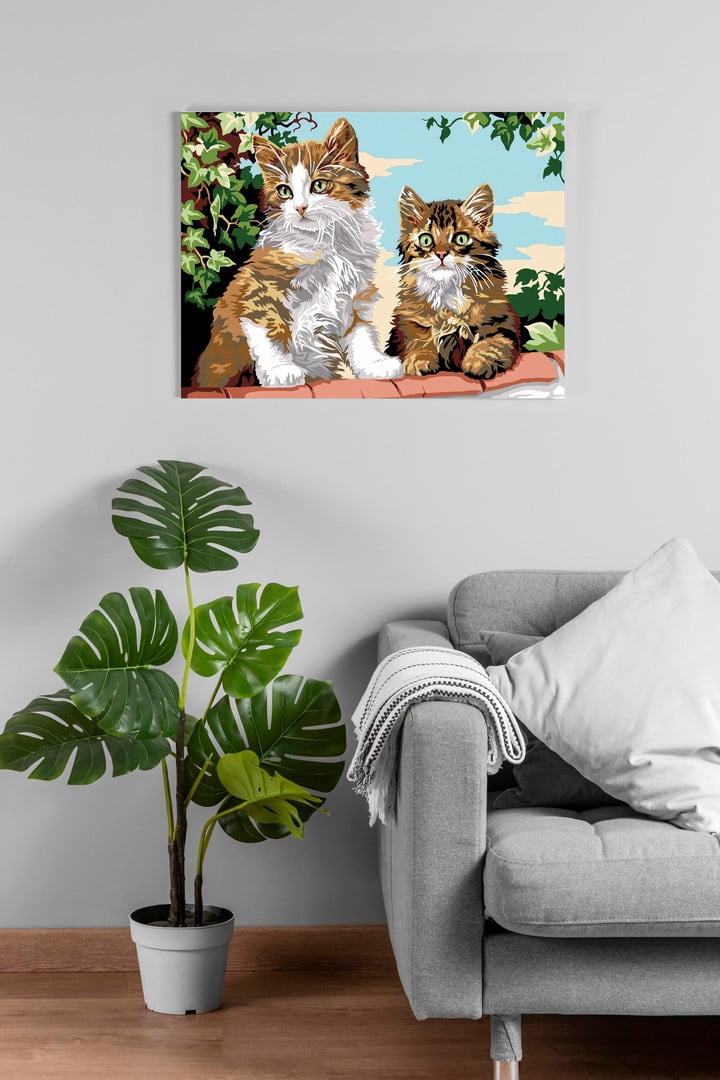 Needlepoint canvas for halfstitch without yarn Kittens Make the Wall SE926.199 Seg De Paris Printed Tapestry Canvas