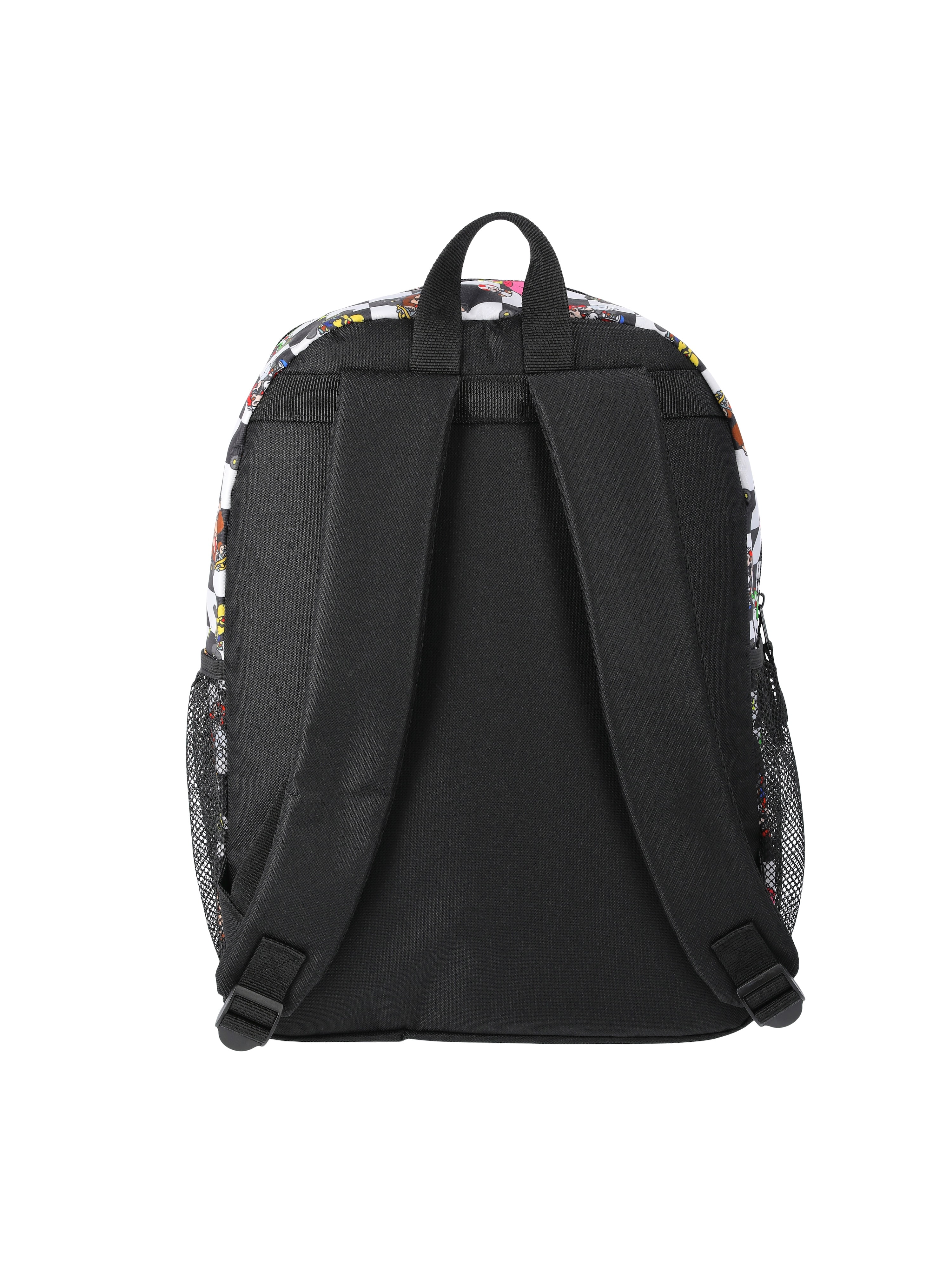 Nintendo Mario Kart  Boys' 17" Allover Print Checkered Backpack, Black/White