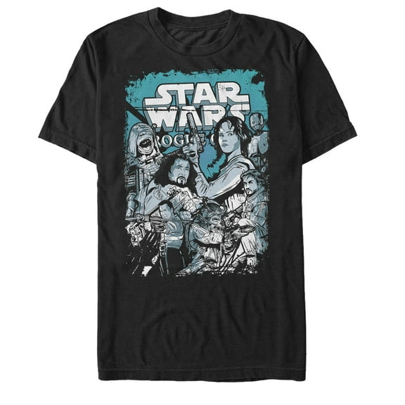Men's Star Wars Rogue One Rebel Comic Book Print  Graphic Tee Black 4X Large