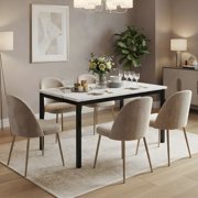 FurniFact Modern Faux Marble Dining Table – Off-White Kitchen & Dining Room Tables