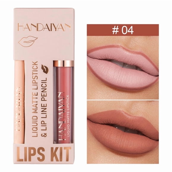 12-color Matte Lip Liner And Lip Gloss Combo