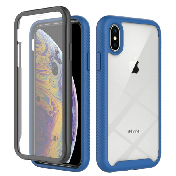XS/X Case with Built in Screen Full-Body Shockproof Rubber Hybrid Protection Crystal PC Back Protective Phone Case Cover for Apple iPhone XS/iPhone X,Darkblue - Walmart.com