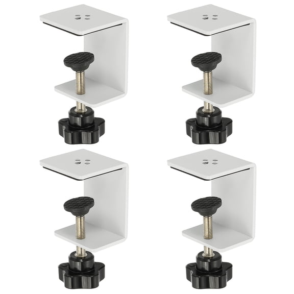 Uxcell C Clamps, 4 Pcs Heavy Duty Metal Black Desk Clamp Adjustable Mounting Table Clamp with Protective Pad for Fixing Acrylic Glass Plastic Wood Sheets, White