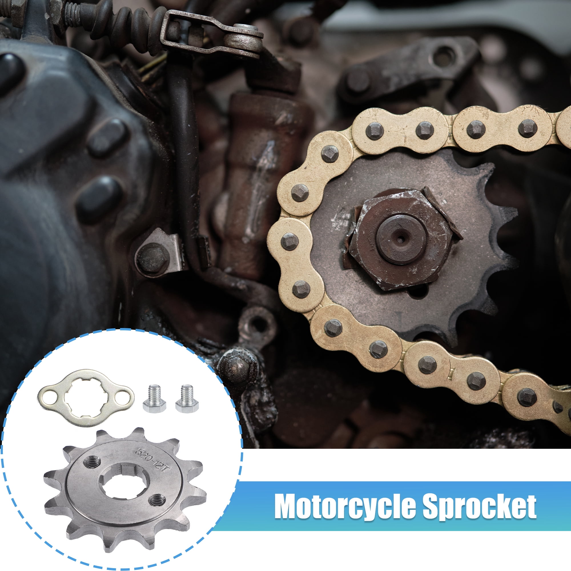 Unique Bargains Motorcycle Front Engine Sprocket for 50cc 70cc 110cc Silver 12 Teeth
