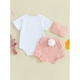 thumbnail image 6 of Yunliwuli Baby Girls Easter Shorts Sets Short Sleeve Letter Bunny Egg Print Romper Tops Ruffle PP Shorts Headband Sets, 6 of 10