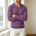 thumbnail image 5 of ZVAVZ V Neck Knit Tee Shirts for Men Long Sleeve Textured Tops Fall Casual Gym Athletic Shirts Stretchy Workout Running T-Shirt Purple S, 5 of 7