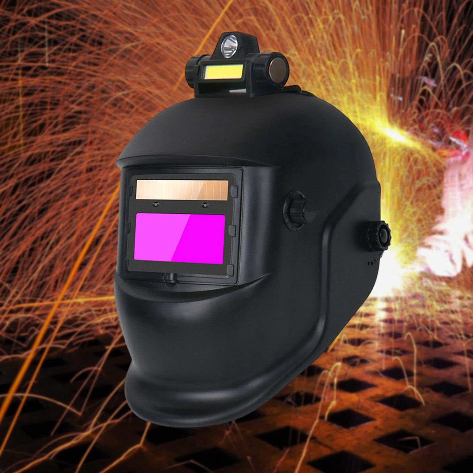Solar Powered Auto Darkening Welding Helmet - 0.01ms Response Time, Adjustable Headband, Lightweight UV/IR Protection for Arc Welding, DIY & Professional Use