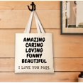 thumbnail image 3 of ThisWear First Time Mom Gift Amazing Caring Loving Funny Beautiful I Love You Mom Natural Handle Canvas Tote Bag, 3 of 3