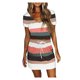 thumbnail image 1 of Conjunto de dos piezas de falda y top corto con cordón de camisa de manga corta informal con estampado de rayas y cuello en V de verano para mujer Wmkox8yi  bvn3143, 1 of 5