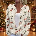 thumbnail image 3 of Lumtrix Womens Christmas Knit Cardigan Sweater Cute Snowman Graphic Long Sleeve Button Up Sweaters Winter Holiday Christmas Party Round Neck Top Dark Green 4XL, 3 of 6