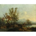 thumbnail image 3 of Giovanni Battista Cimaroli 18x15 Black Modern Framed Museum Art Print Titled - River Landscape with Figures, 3 of 5