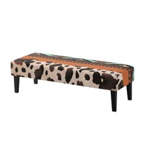 Whosucclay Aztec Tribe Geometric Cow Print Stretch Dining Bench Cover, Wear Resistant Bench Slipcover Washable Bench Seat Protector Rectangle Bench Cover for Dining Room, Living Room, Bedroom