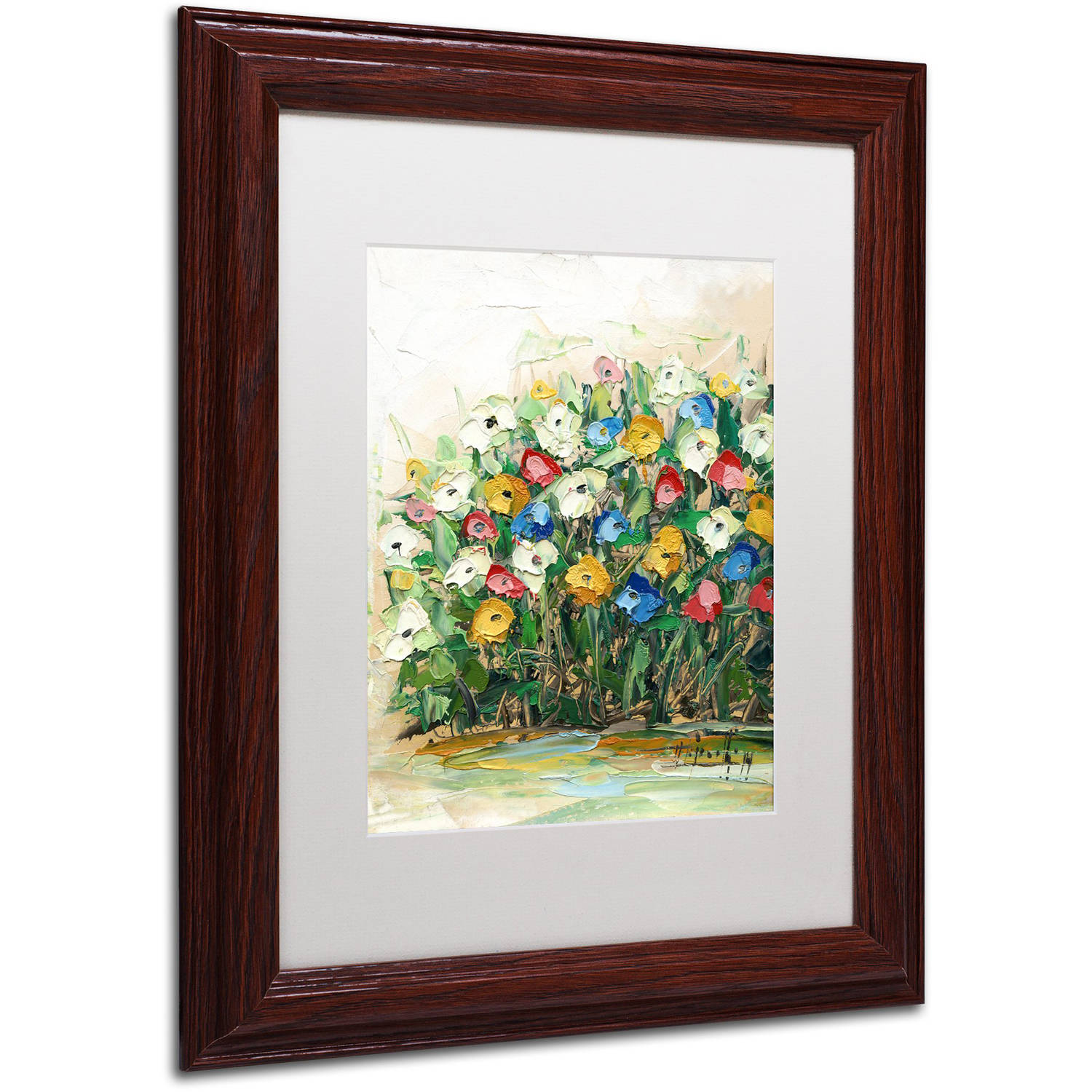 Trademark Fine Art "Spring Flowers in a Vase 10" Canvas Art by Hai Odelia, White Matte, Wood Frame