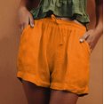 thumbnail image 2 of IROINNID Women's Elastic Waist Tie Cotton And Linen Casual Shorts With Pocket, 2 of 7