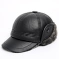 thumbnail image 5 of COCOpeaunt Fashion Man Genuine Leather Hats Winter Cowhide Warm Earmuffs Bomber Caps Plus Velvet Thicken Male Bone Caps Dad Hat Present, 5 of 6