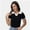 Black and white, variant on Women's Short Sleeve V Neck T Shirts Summer Knit Slim Fitted Basic Solid Color Tee Tops