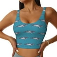 thumbnail image 2 of Haiem Cartoon Whale Pattern Womens Sports Bra - U Neck Padded Low Impact Yoga Bra Workout Crop Top Gym Moisture-Wicking Workout Vest -Medium, 2 of 9