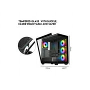 DIYPC ARGB-N6-BK Black Dual USB3.0/ 1 xType C Tempered Glass ATX Gaming Computer Case w/ Dual Tempered Glass Panel and 4 x ARGB PWM Fans (Pre-Installed). Support BTF Back Plug MB