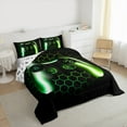 thumbnail image 3 of Manfei Game Full Size Comforter Sets,Kids Gamepad Controller Bedding Comforter Set,Green Geometric Hexagon Bedding Sets For Boy,Microfiber Room Decor Reversible,3-Piece, 3 of 8