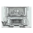 thumbnail image 1 of Fireplace Cutting Board, Greyscale Sketchy Illustration of Cozy Edge of Home with Log Fire, Decorative Tempered Glass Cutting and Serving Board, in 3 Sizes, by Ambesonne, 1 of 2