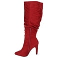 thumbnail image 3 of EVERY Red Suede Delicious Women Stiletto High Heels Slouchy Pointy Toe Knee High Boots 8, 3 of 3