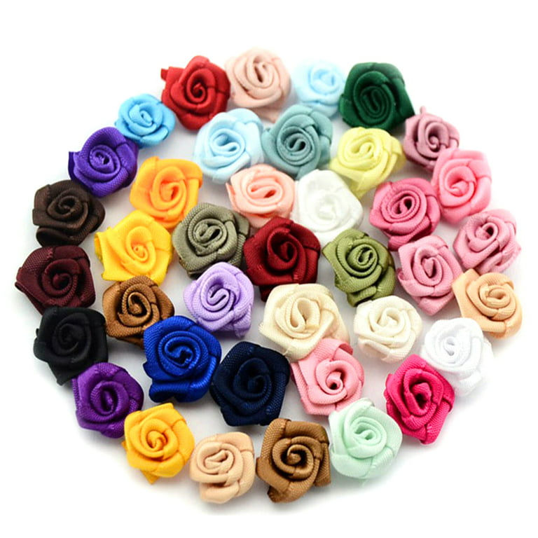 1 Set Mini Flowers Boutique Applique Fabric Ribbons Roses Mini Ribbon  Flower Cloth Flower Charms Mini Flower Craft Ribbon Flowers DIY Ribbon  Flower