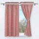 thumbnail image 2 of 80*120cm Juego de 2 cortinas opacas perforadas con 2 adornos de ventana a cuadros para interior de dormitorio, rojo, alto/ancho, 120/80cm, 2 of 4