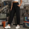 thumbnail image 3 of Pantalones Tobilleros Con Bandas Para Mujer,Pantalones Altos De Color Puro Pantalones De Pierna Recta Para Mujer Pantalones De Chándal De Talle Alto De Alta Capacidad, 3 of 8