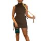 thumbnail image 1 of VISgogo - Vestido ajustado de verano para mujer, color sólido, sin mangas, cuello alto, vestido de vendaje hueco VISgogo moda, 1 of 4
