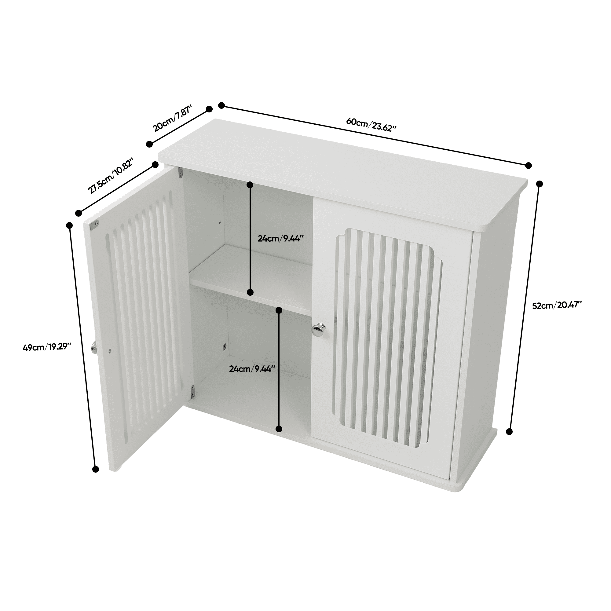 Mintazer Wall-Mounted Bathroom Storage Cabinet, Louvered Double-Door Medicine Wall Cabinet for Home Apartment Office, White