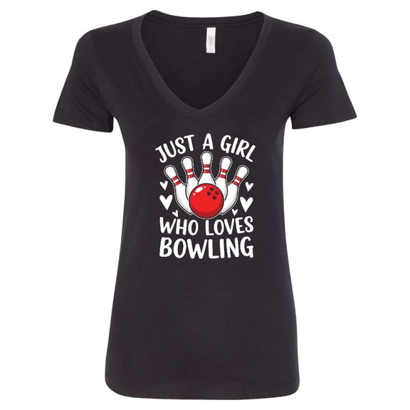 Inktastic Just a Girl Who Loves Bowling Women's V-Neck T-Shirt