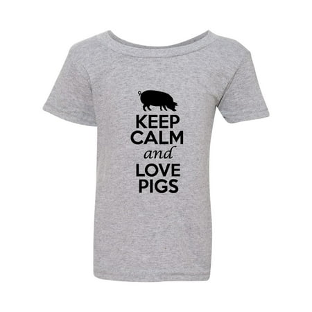 

Keep Calm And Love Pigs Animals Funny Toddler Kids T-Shirt Tee