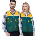 thumbnail image 1 of TOPTIE Reflective Working Vest with 4 Pockets Color Block Zipper Front High Visibility with Reflective Strips-Green-M, 1 of 6