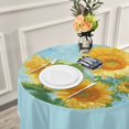 thumbnail image 6 of 60 Inch Round Tablecloth with White Lace Trim Fall Table Cover for Elegant Dining Decor Sunflower Oil Painting, 6 of 8