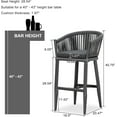 thumbnail image 3 of PURPLE LEAF Outdoor Bar Height Stools Set of 2, Patio Woven Aluminum Barstools Bar Chairs with Back and Cushions for Balcony Garden Indoor Kitchen Outside, Gray, 3 of 10