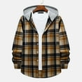 thumbnail image 4 of TMOYZQ Mens Hooded Flannel Shirt Jackets Long Sleeve Plaid Shirt Hoodie Lightweight Casual Button Down Drawstring Shirt Fall Fashion 2023, 4 of 9