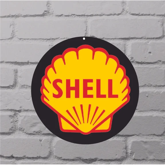 Shell Oil & Gas Metal Round Sign For Wall Decor