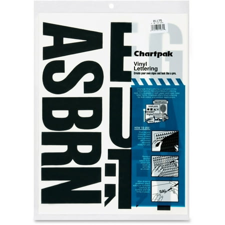UPC: 0014173119315 | Chartpak Press-On Vinyl Uppercase Letters Self Adhesive Black 4 h 58/Pack