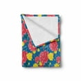 thumbnail image 2 of Flower Soft Flannel Fleece Throw Blanket, Valentine's Day Blossoming Scene Rose Petals Meadow Retro Theme, Cozy Plush for Indoor and Outdoor Use, 60" x 80", Coral Violet Blue, by Ambesonne, 2 of 6
