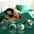 thumbnail image 3 of LIFCOM Satin Sheets Set King Size Dark Green,4Pcs Luxury Silky Bedding Set with 15 Inches Deep Pocket for Mattress, 3 of 6