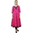 thumbnail image 1 of Bimba Women's Designer Magenta Tunic Cotton Embroidered Anarkali Kurti - 14, 1 of 8