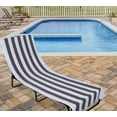 thumbnail image 4 of czcpp-Stripe Beach Lounge Chair Towel with Fitted Top Pocket, 26x82, Gray, 4 of 4