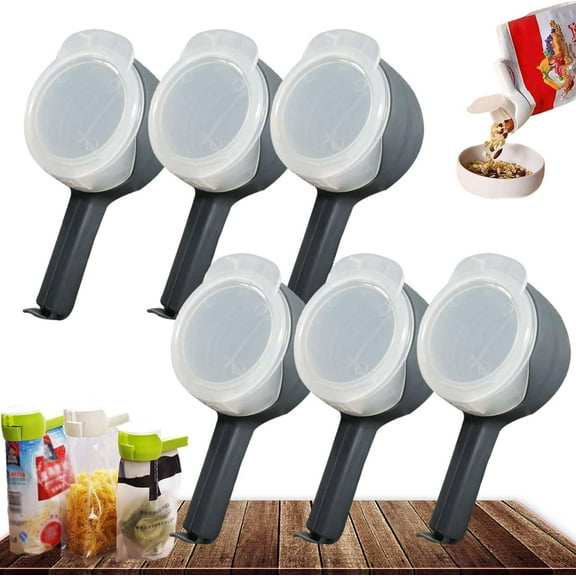 Bag Clips with Pour Spout, 2026 Upgraded Food Storage Sealing Clips with Pour Spouts, Seal and Pour Bag Clip, Reusable Snack Clip for Easy Pouring and Freshness
