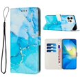 thumbnail image 1 of TECH CIRCLE Case For iPhone 12 Pro/12,Stylish Painted Marble PU Leather and Soft TPU Shockproof Flip Wallet Stand Cover with Detachable Wrist Strap.For iPhone 12 Pro / 12 6.1",Blue, 1 of 11