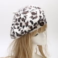 thumbnail image 2 of HNMKIU Fashionable Ladies Beret Hat with Elegant Leopard Print Design for Warm Winter Style White,One Size, 2 of 6