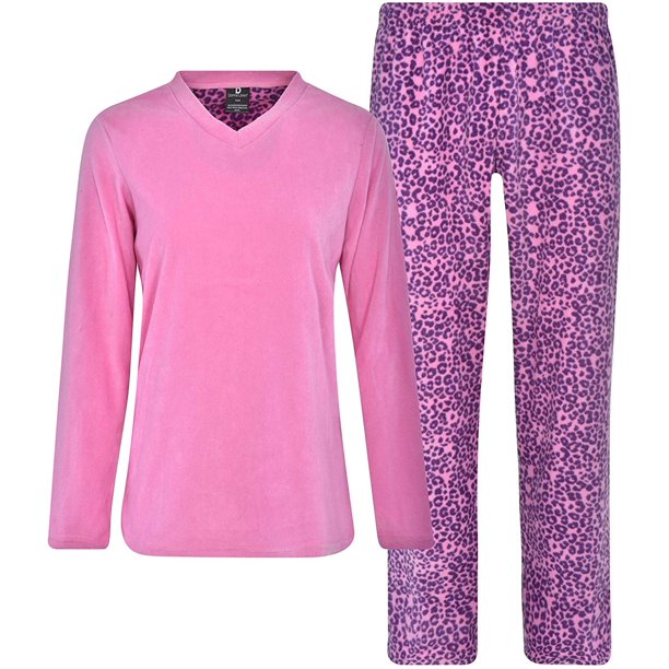 Donna L'oren Women's Fleece Pajamas Set Giftable Coral or Micro Fleece