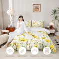 thumbnail image 3 of Erosebridal Elegant Bee King Size Comforter Sets,Graceful Flower Comforters King Size,White Yellow,Polkadot Reversible,3-Piece,1 Comforter and 2 Pillowcases, 3 of 7